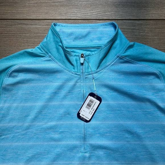 johnnie-O | Aqua Blue Long-Sleeve Quarter Zip Pullover (Small) - Picture 3 of 11